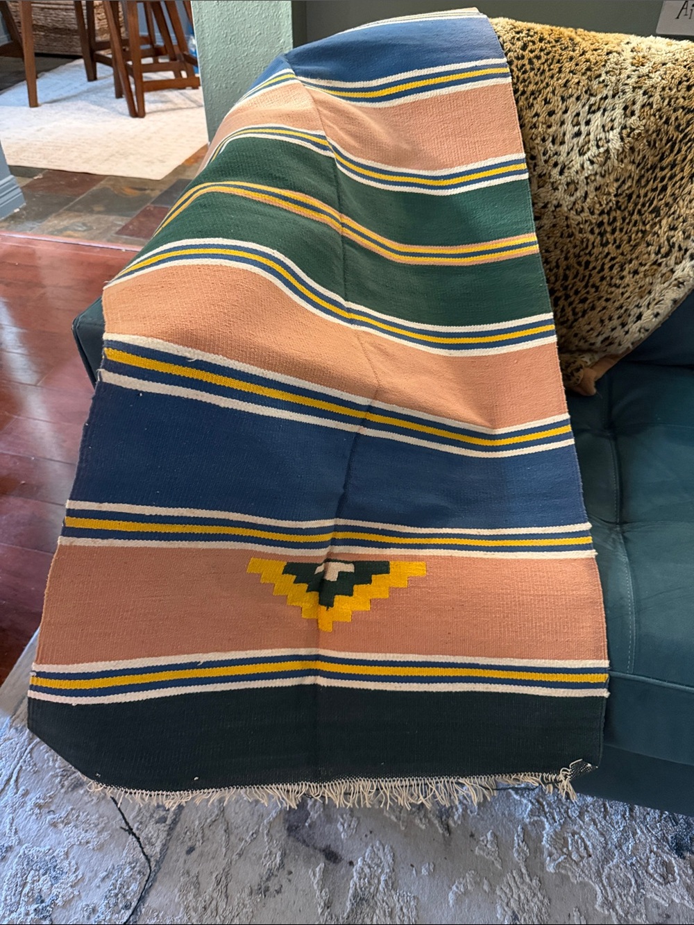 Vtg Saltillo Serape Mexican Rug
